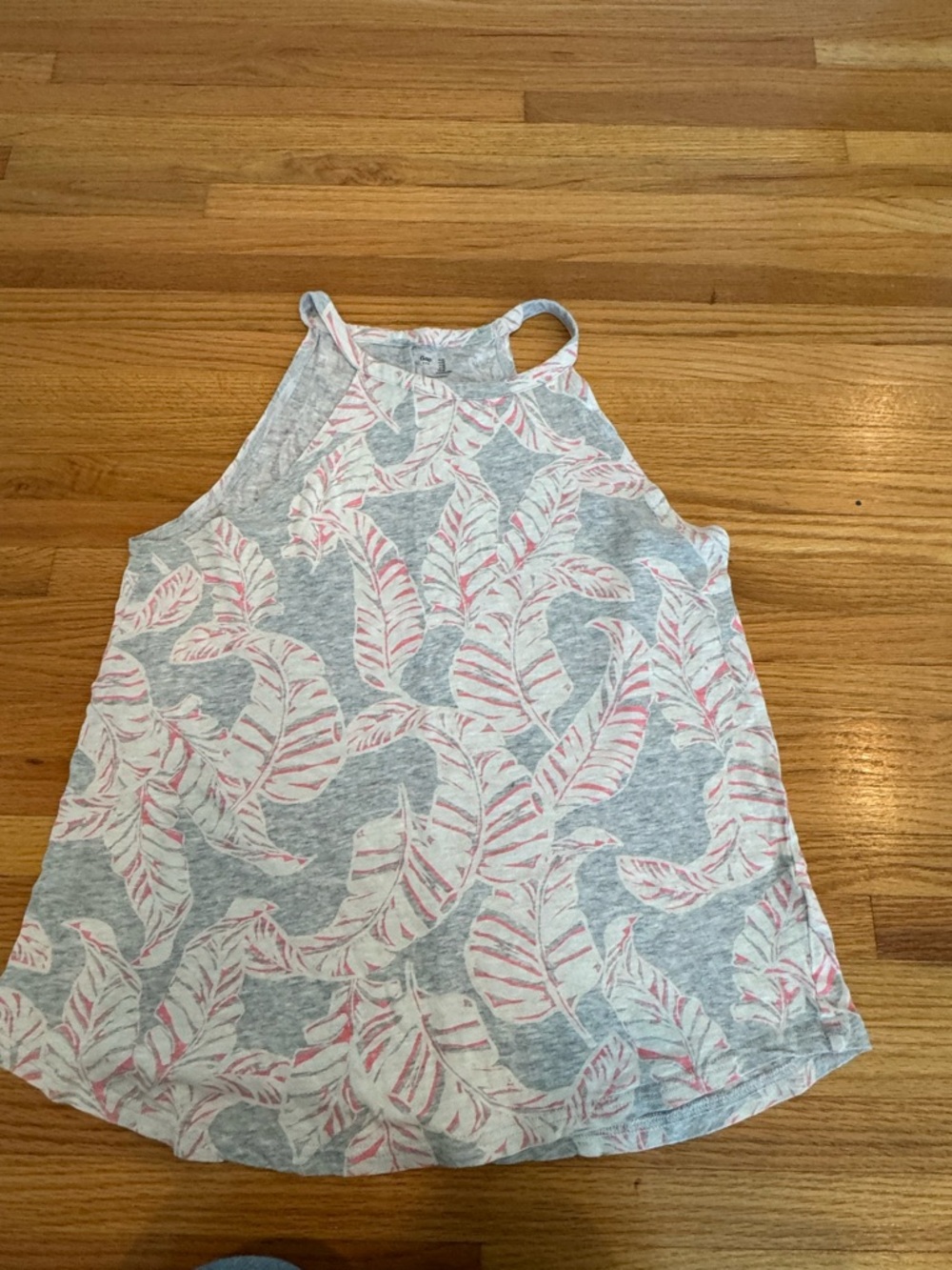 GAP Factory Gray Tank with Pink Leaf Print